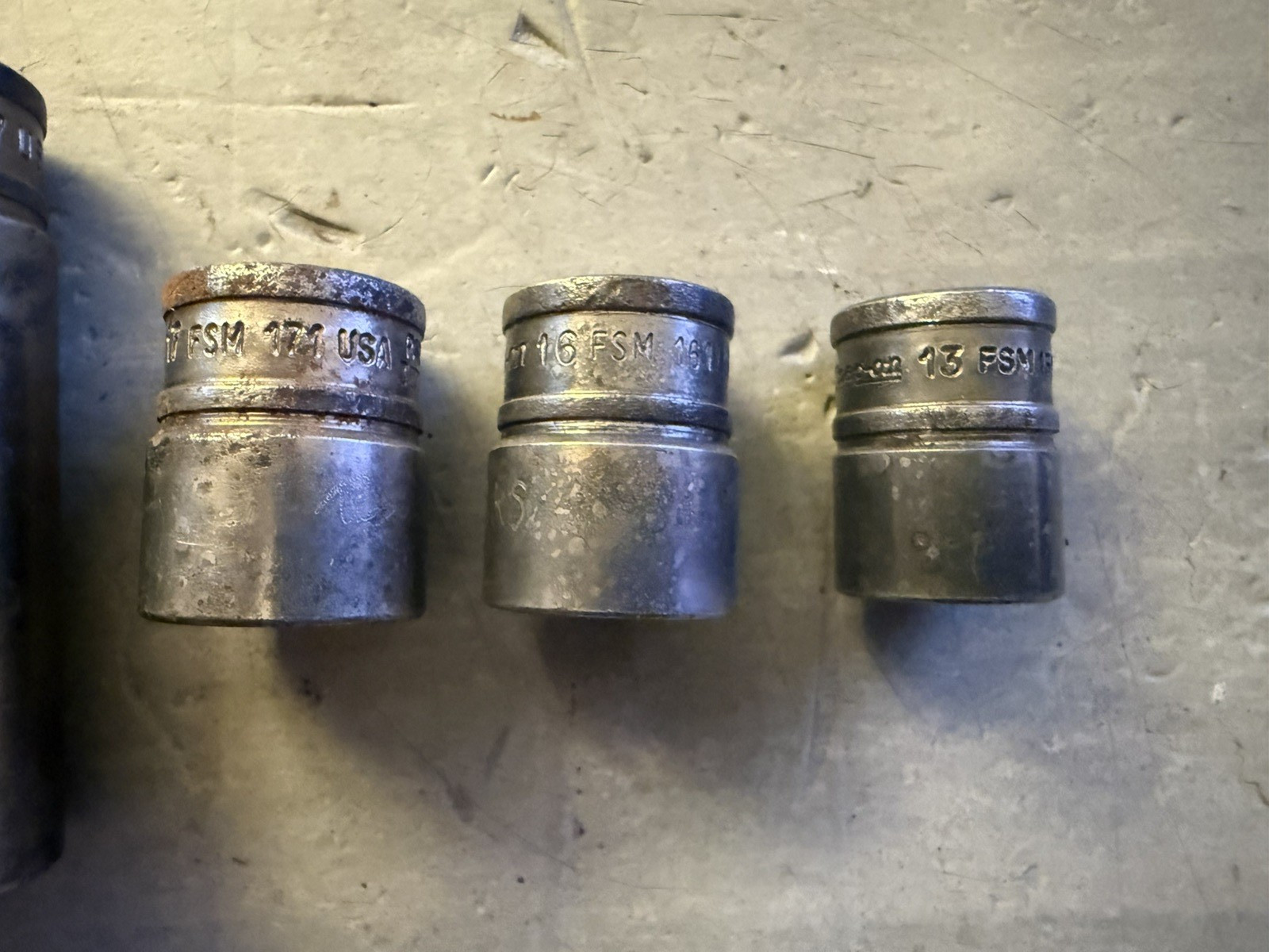 Vintage Snap-on Tools USA Lot of 6 3/8″ Drive Metric 6 Point Sockets 13 17 18 19