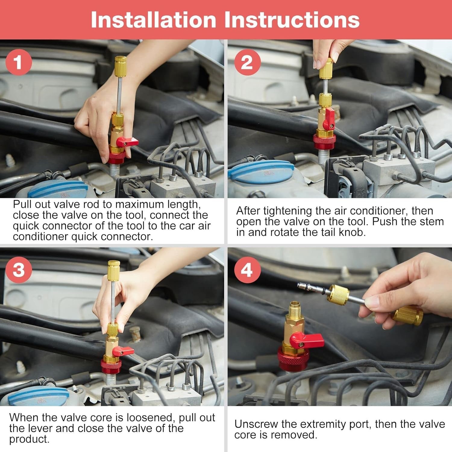 Professional R134A Valve Core Remover & Installer Tool Kit for AC Systems
