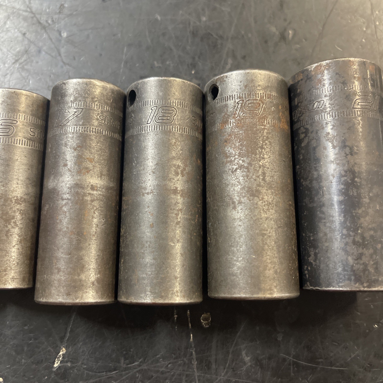 Snap-On 12 Pcs 3/8″ Dr 6pt Deep Impact Sockets 8-19mm + 21mm Missing 20mm