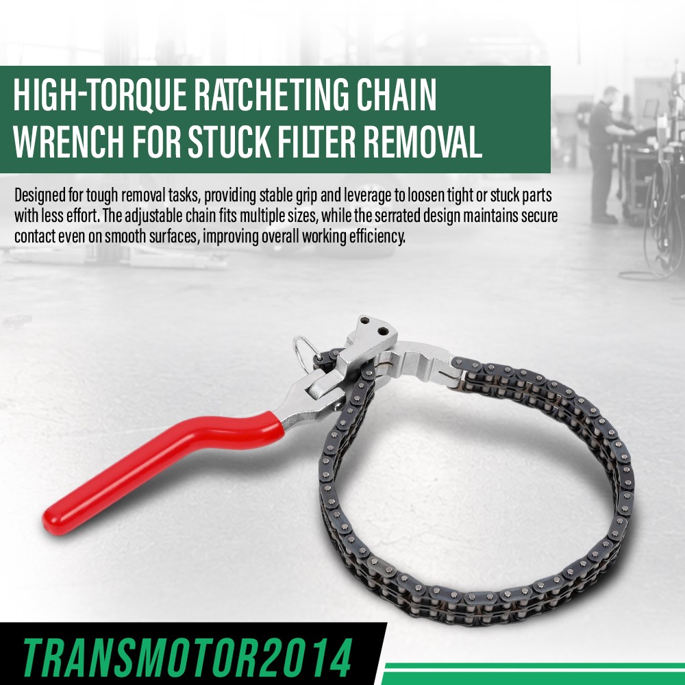 Heavy-Duty Ratcheting Chain Wrench Fittings 60-160mm Oil Filter Change Pipe