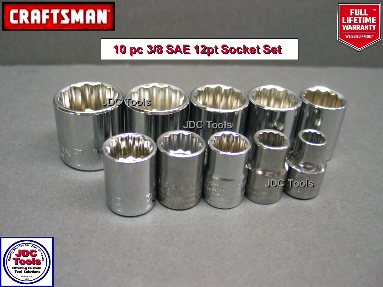 CRAFTSMAN 20 pc 3/8 SAE METRIC MM 12pt ratchet wrench socket set