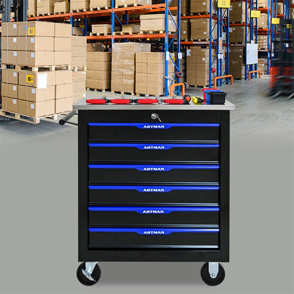 6 Drawers Rolling Tool Box Cart Tool Storage Cabinet Steel Tool Chest w/ Wheels