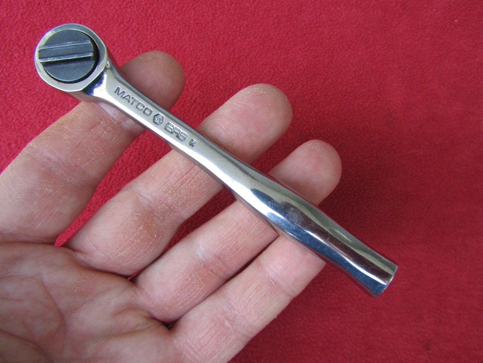 RARE! Matco Tools USA BR5 3/8″ Drive Round Head Chrome Handle 5” Stubby Ratchet