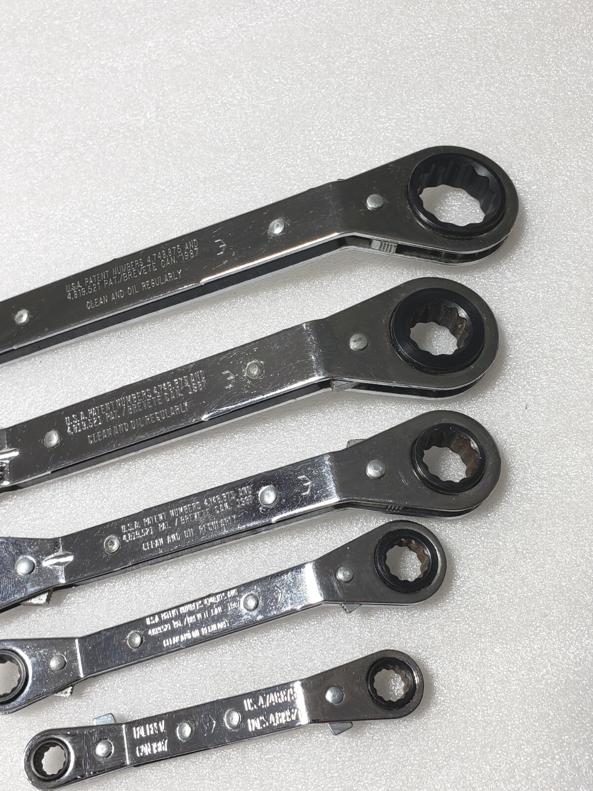 5 Pcs.- Craftsman Metric 12 Pt. Offset Box End Ratcheting Wrench Set 7mm. – 21mm