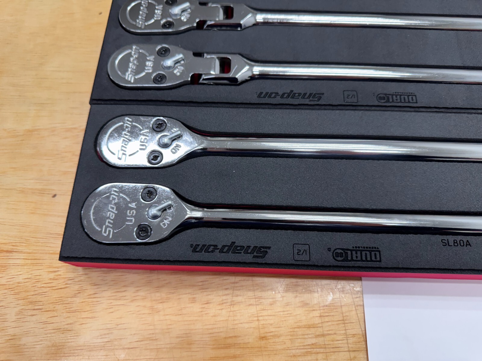 Snap-on Tools USA NEW 6pc 1/2″ Drive Chrome Fixed & Flex Head Ratchet Foam Sets