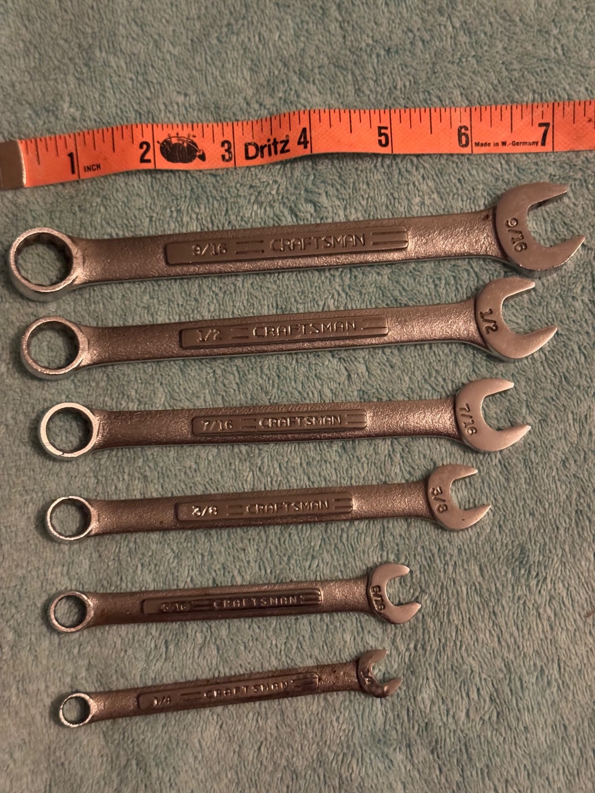 Vintage Craftsman VV Series 6pc SAE Combination Wrench Set 1/4-9/16 12pt USA