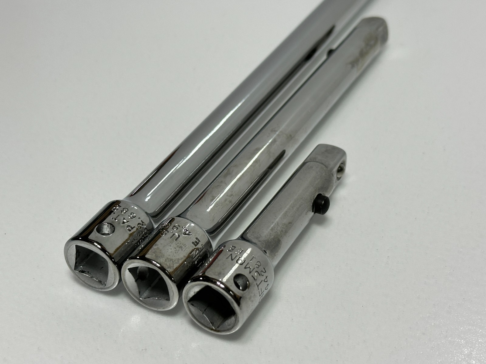 Craftsman USA 3pc EE 3/6/10” 3/8″ Dr. PUSH BUTTON Locking Extension Bar Set RARE