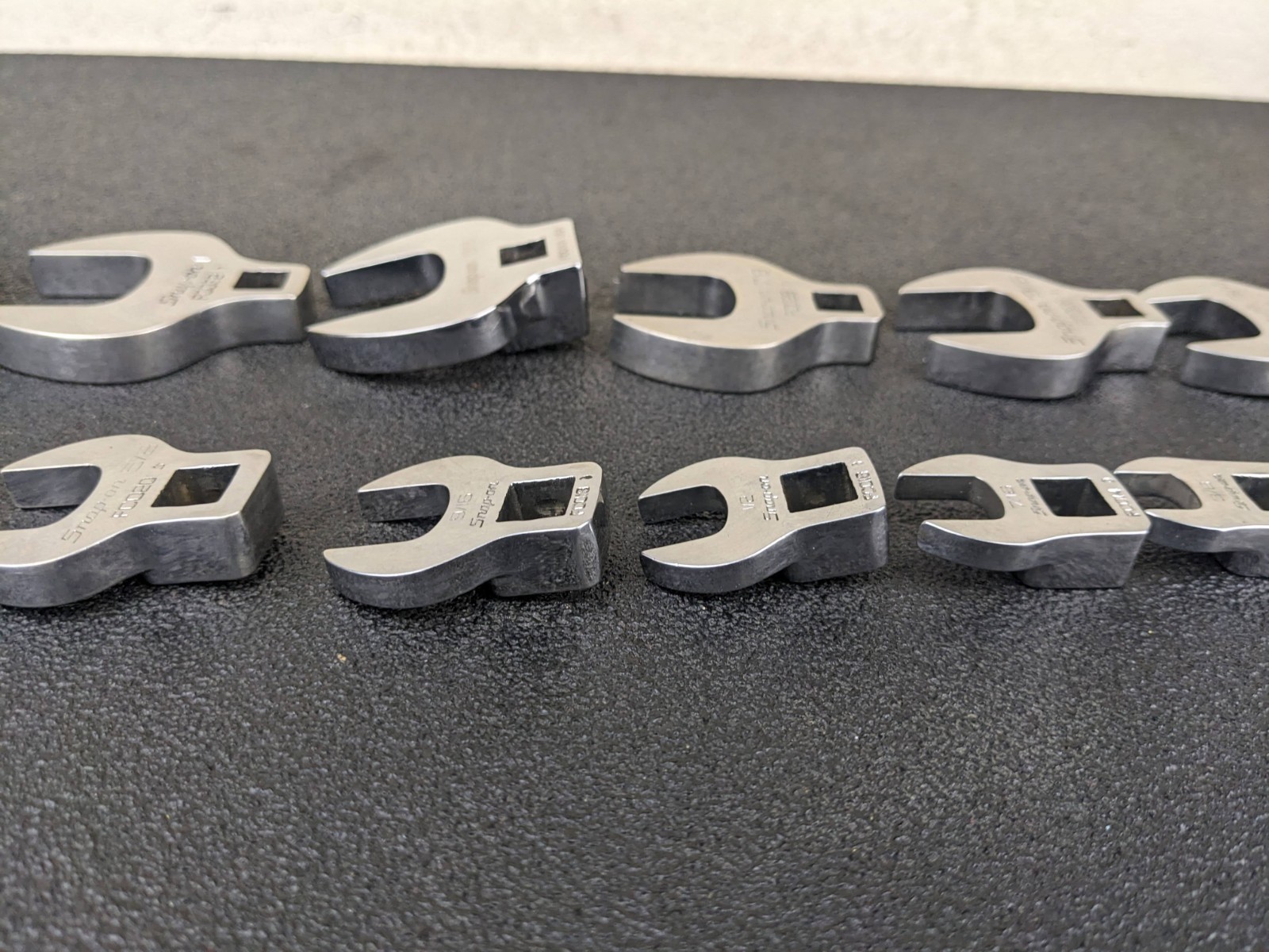 #bn719 Snap On Tools 3/8 Drive SAE 12 Pc Crows Foot Feet Wrench Set