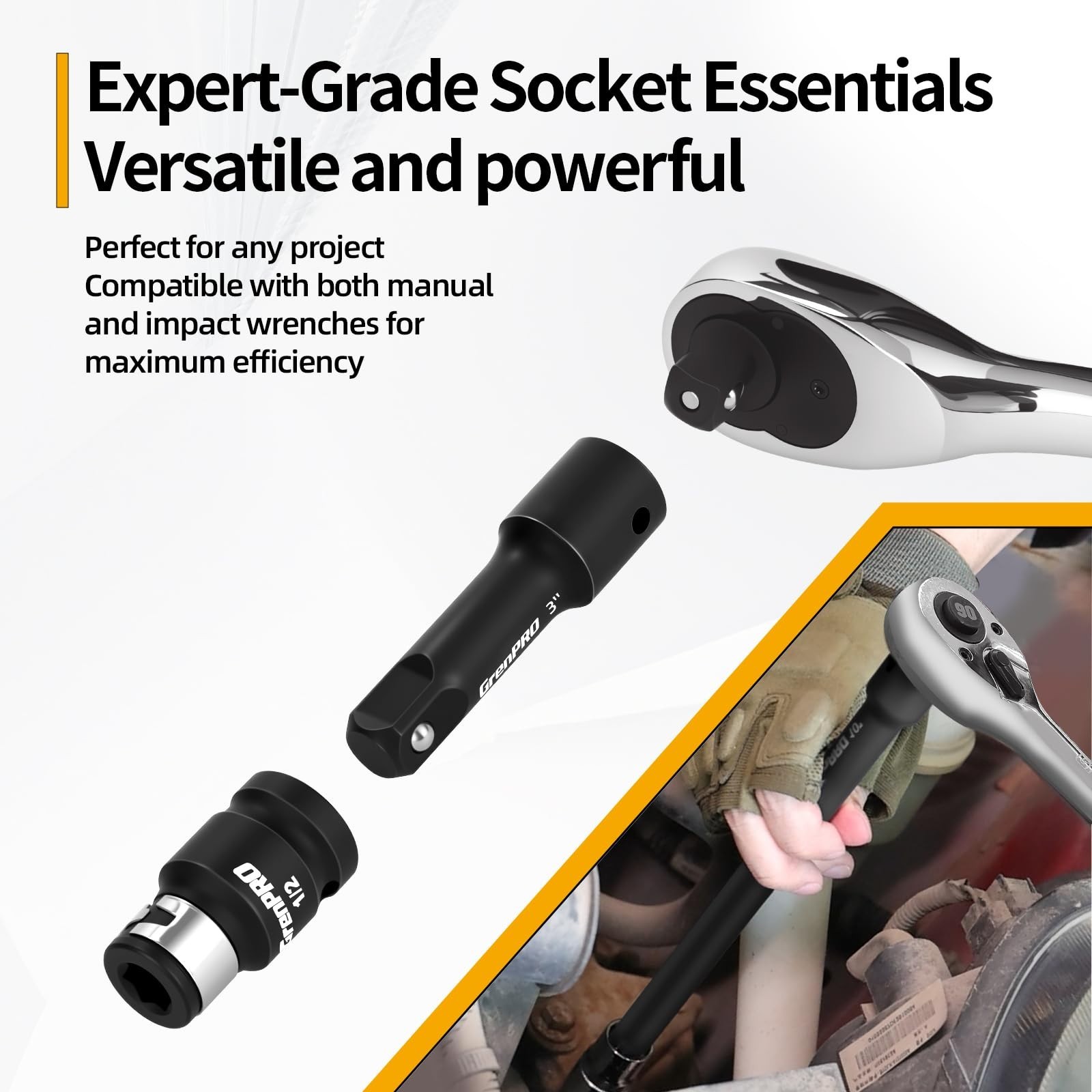 19-Piece Impact Socket Extension Set with Universal Joints & Ratchet Adapters