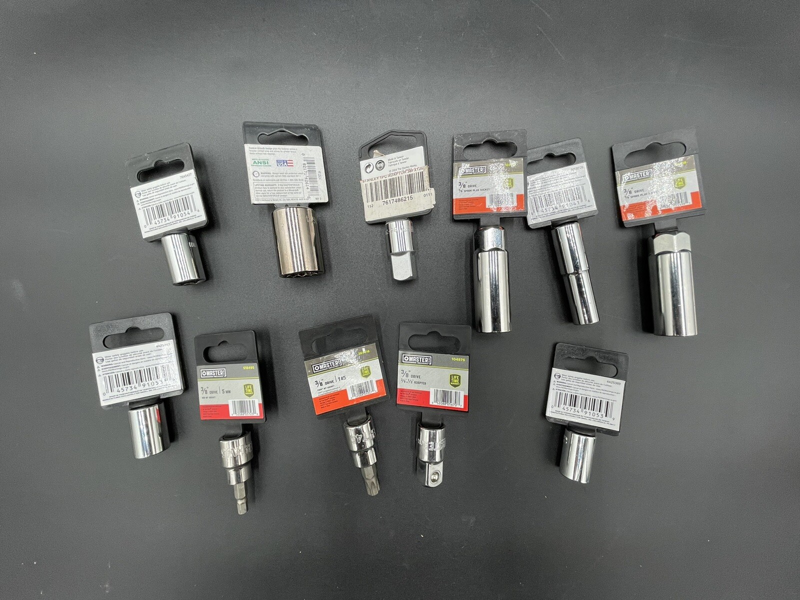 New Sockets, SAE And Metric, 6 Point, 3/8” And 1/2”Drive, 11 Pieces