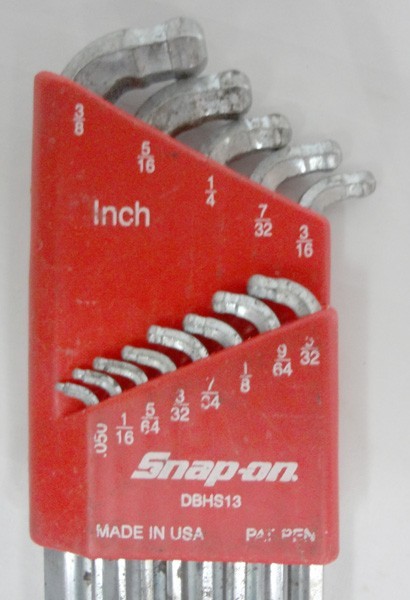 Snap-On Tools 13 Piece SAE L-Shaped Double Ball Hex Wrench Set Complete!