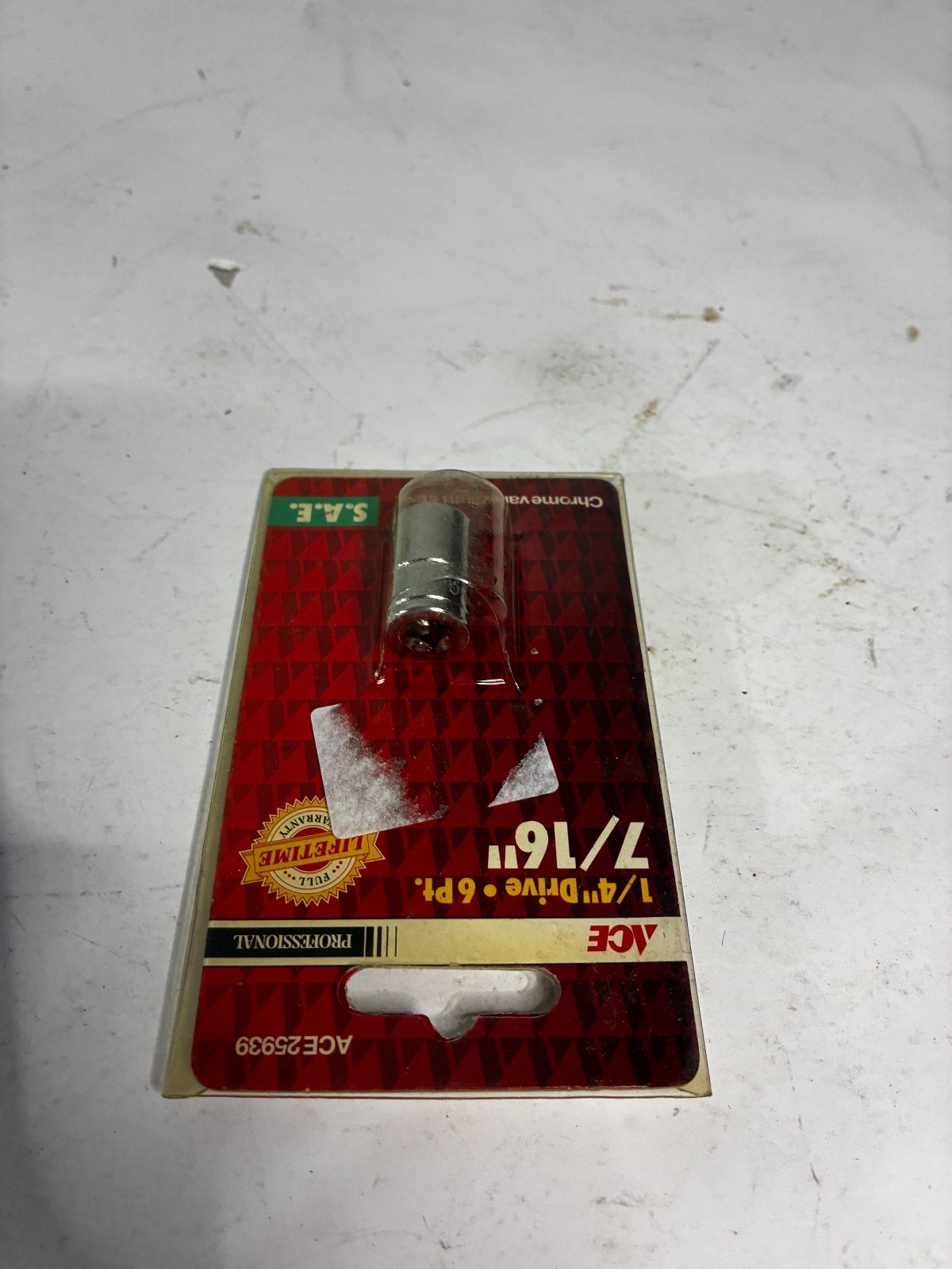 Ace 7/16 SAE Socket 1/4 Drive 6 Point Chrome Vanadium New Sealed Vintage 25939