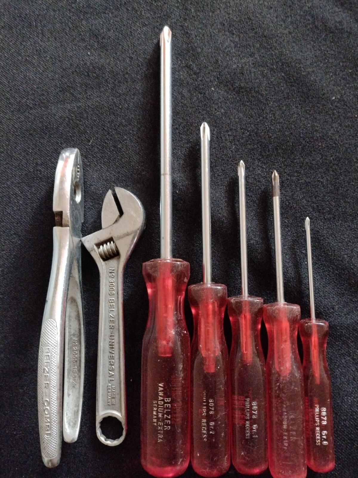 BELZER 8078(GR.3, GR.2, GR.1, GR.0) PHILLIPS SCREWDRIVERS & WRENCH 6″ & Pliers