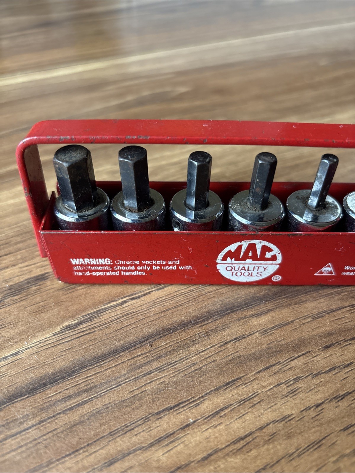 MAC Hex Sockets SAE x6 w/ Carrier 3/8, 5/16, 1/4, 7/32, 3/16, 1/8 USA 3/8” Drive