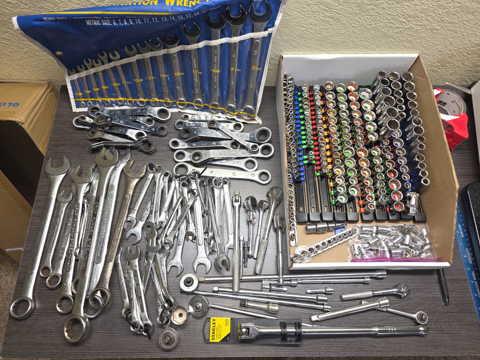 Lot of Misc Sockets, Ratchets, Extensions and Wrench’s – Sets are not complete