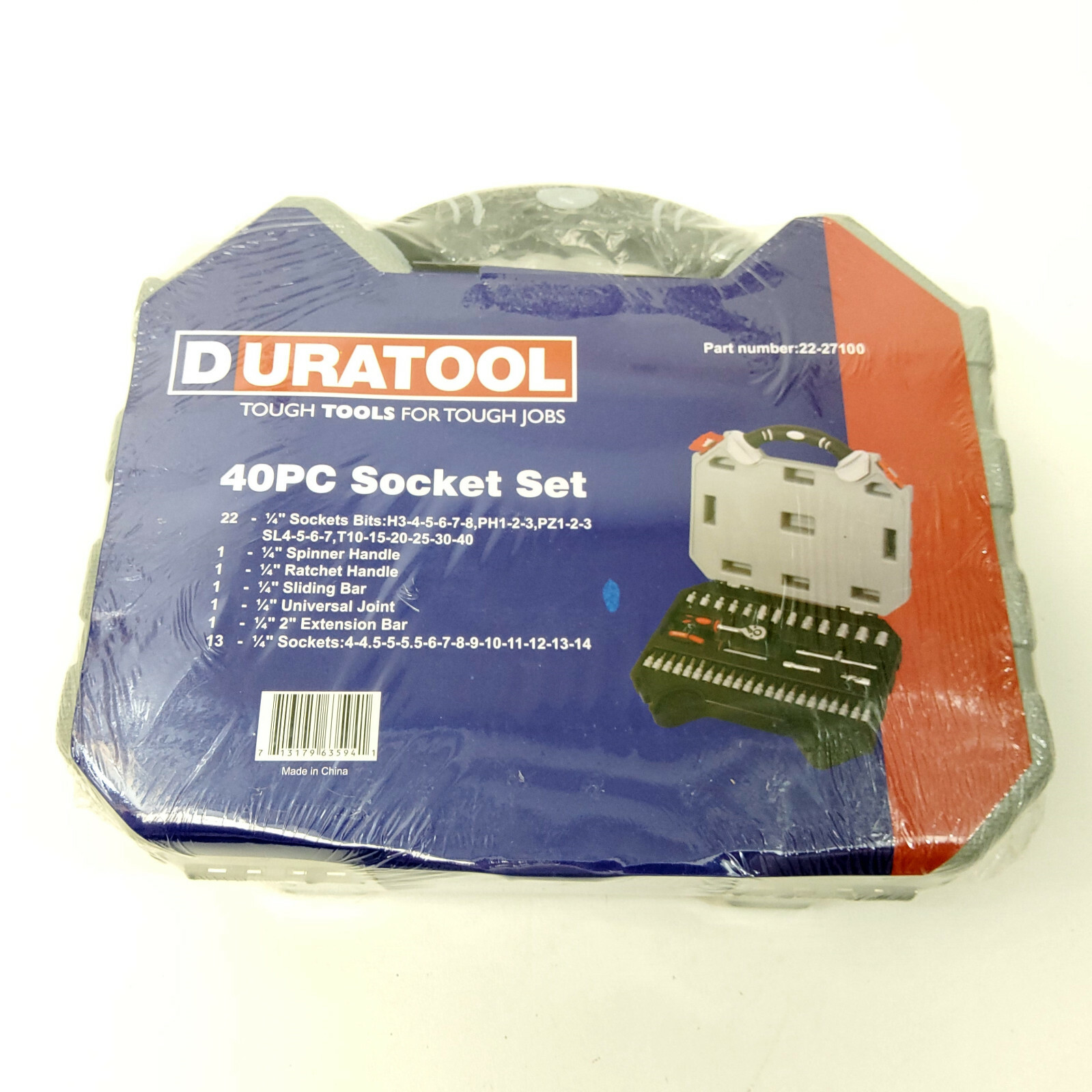 Brand New Duratool 40 Piece 1/4″ Drive Metric Socket Set 22-27100