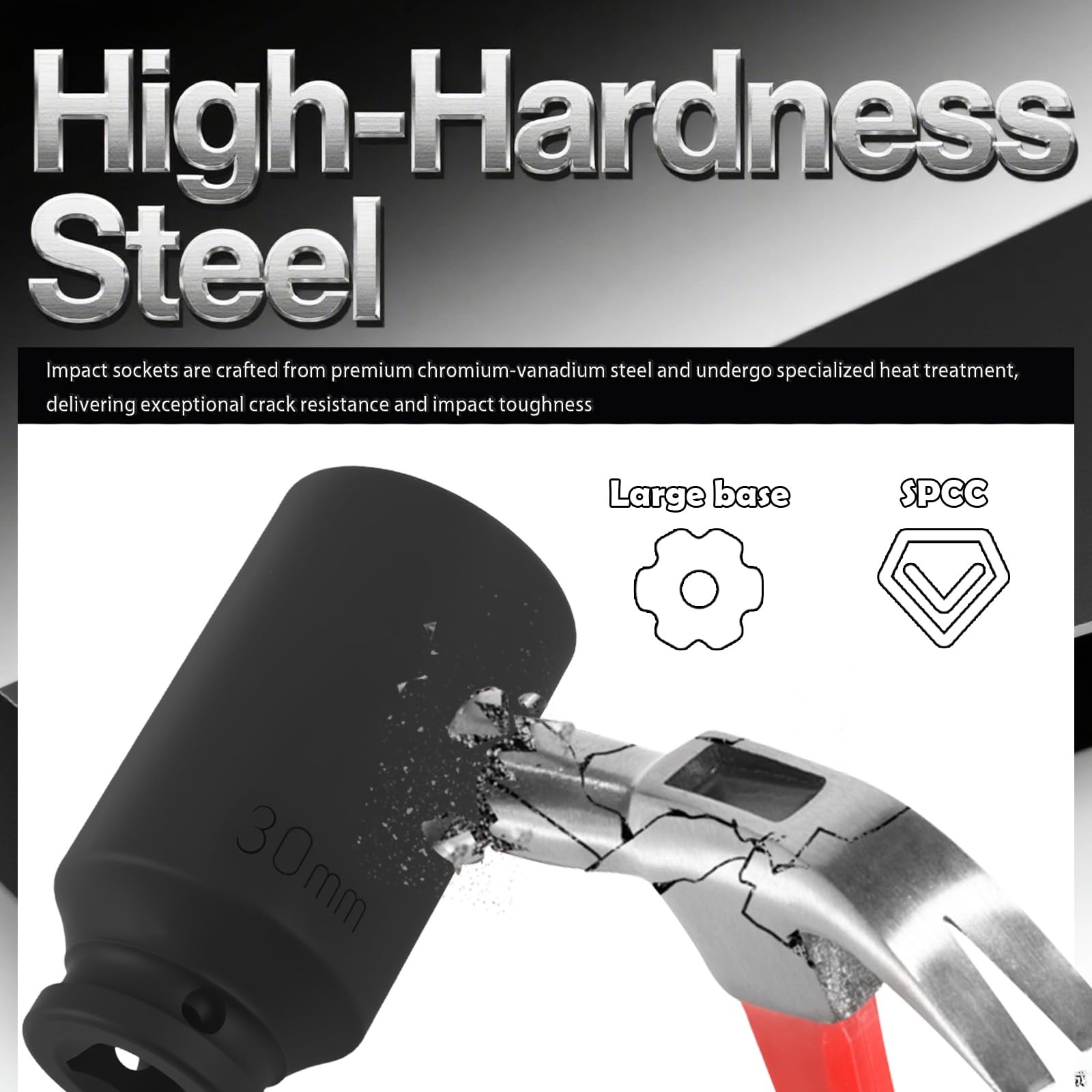 30mm Socket 1/2″ Drive,12-Point Impact for 3.07×1.61×1.61 inch,