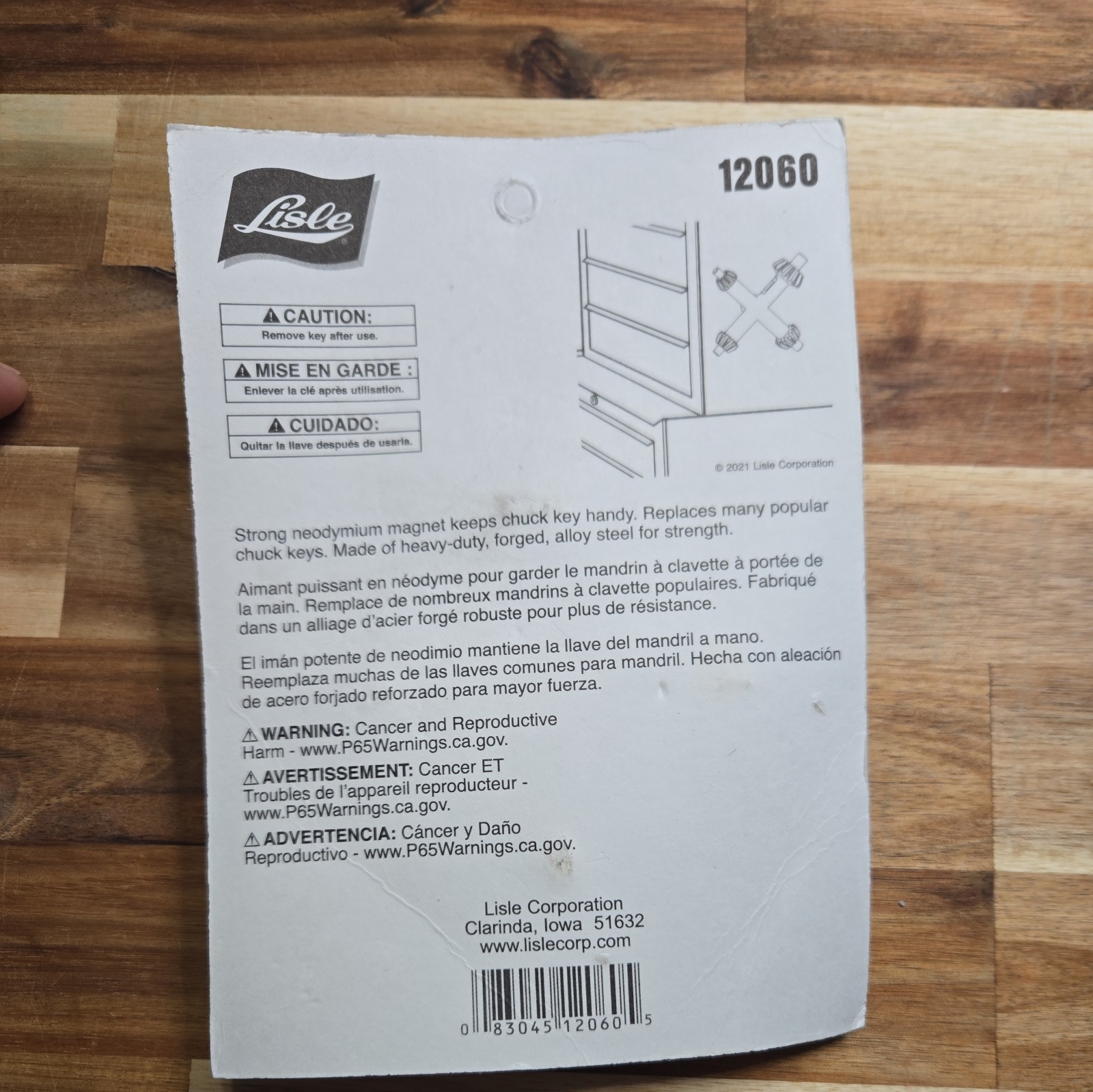Lisle 12060 Large Master Magnetic Chuck Key with 4 Sizes