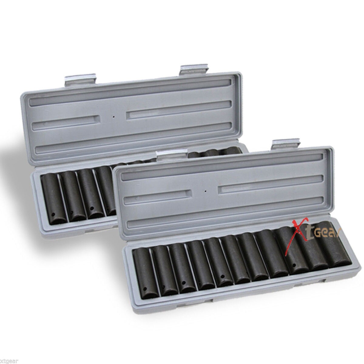 24pcs SAE&MM Metric Size 1/2″ Deep Impact Chrome Vanadium Steel Socket Set