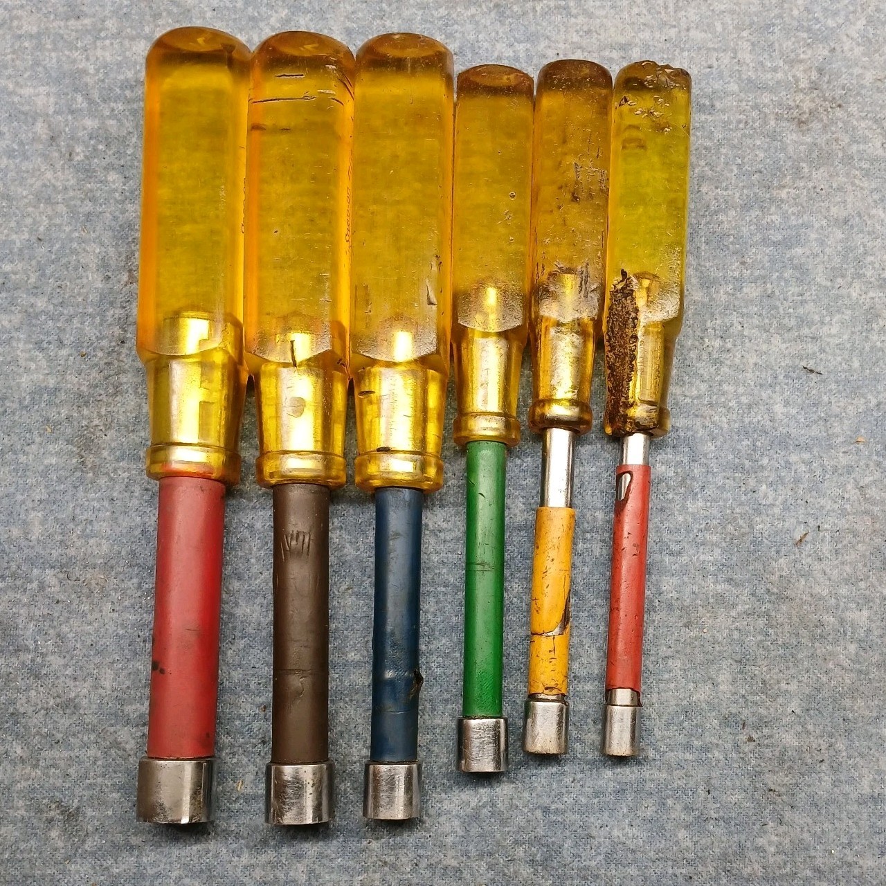 Vintage Snap-on Nut Driver Set 6 Piece ND-108, 110, 111, 112, 114, 116