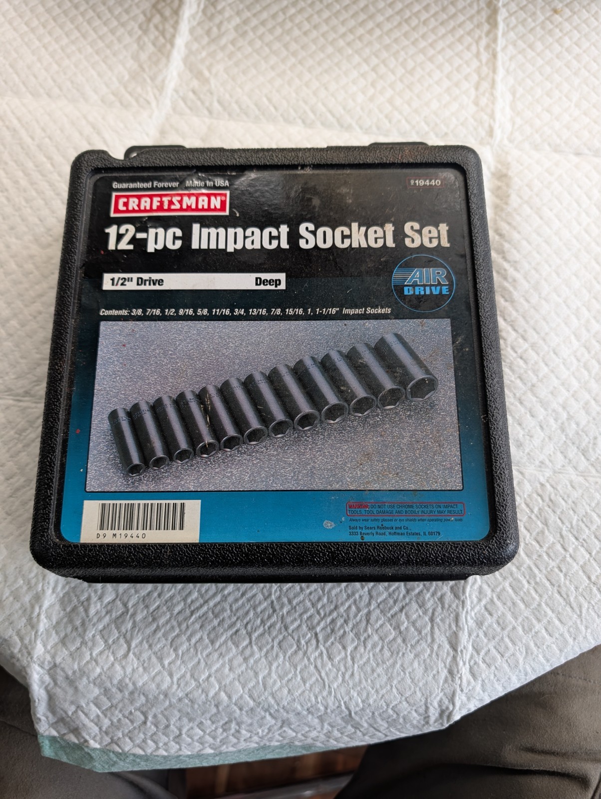 Craftsman USA 1/2″ Drive 12pc Deepwell Impact Socket Set(3/8″-1 1/16″)919440