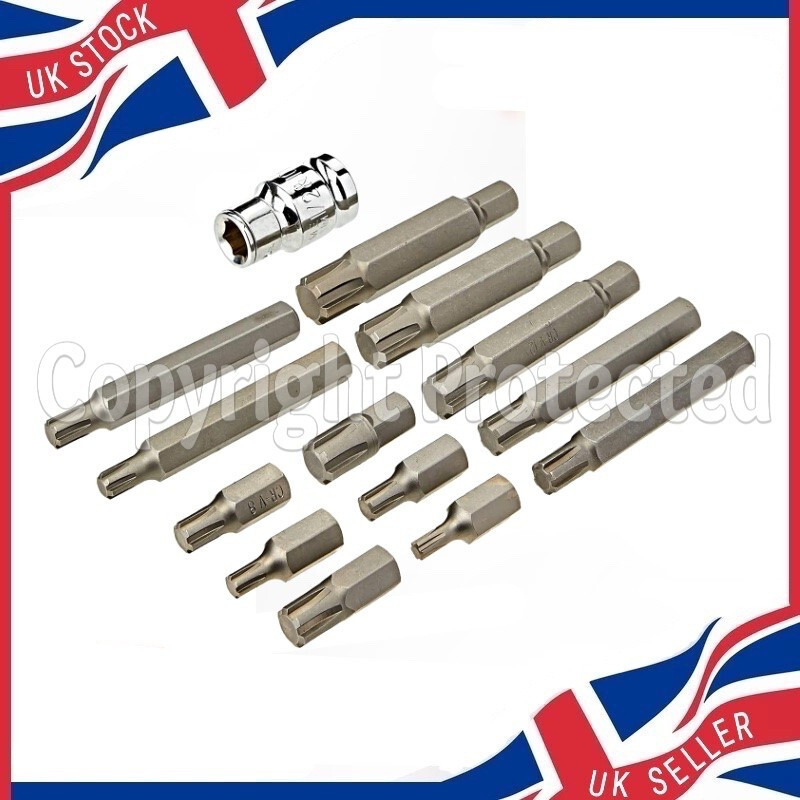 14PC 1/2″ DR DRIVE M5 – M14 5MM-14MM RIBE SOCKET BIT SET WITH 10MM ADAPTER CASE