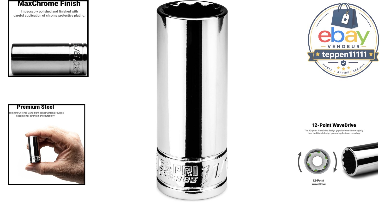 11/16 in. Deep Socket 3/8 in. Drive 12-point SAE