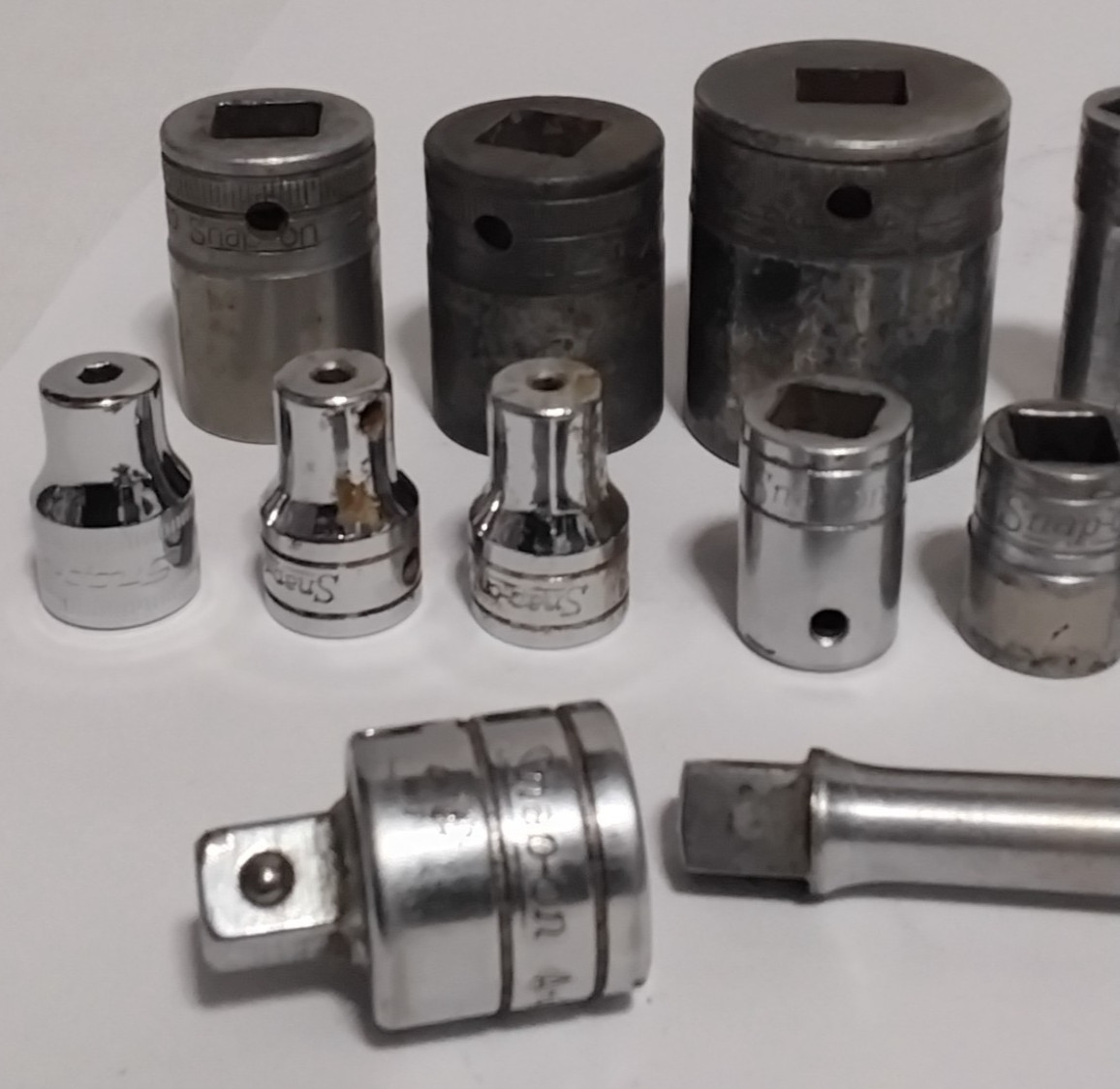 (19) Snap-On Mixed Drive Size Sockets Variety USA 1/4″ 3/8″ 1/2″ 6 & 12 Point