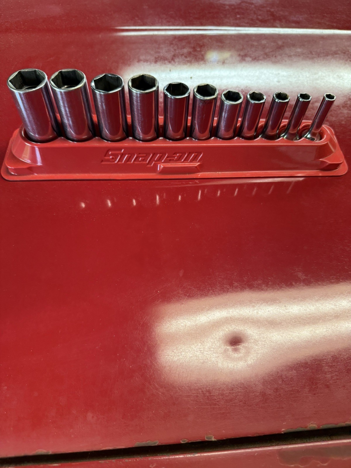 Snap On 11pc 3/8″ Drive 6-Point Deep Chrome SAE Socket Set 1/4-7/8″ 211SFSY