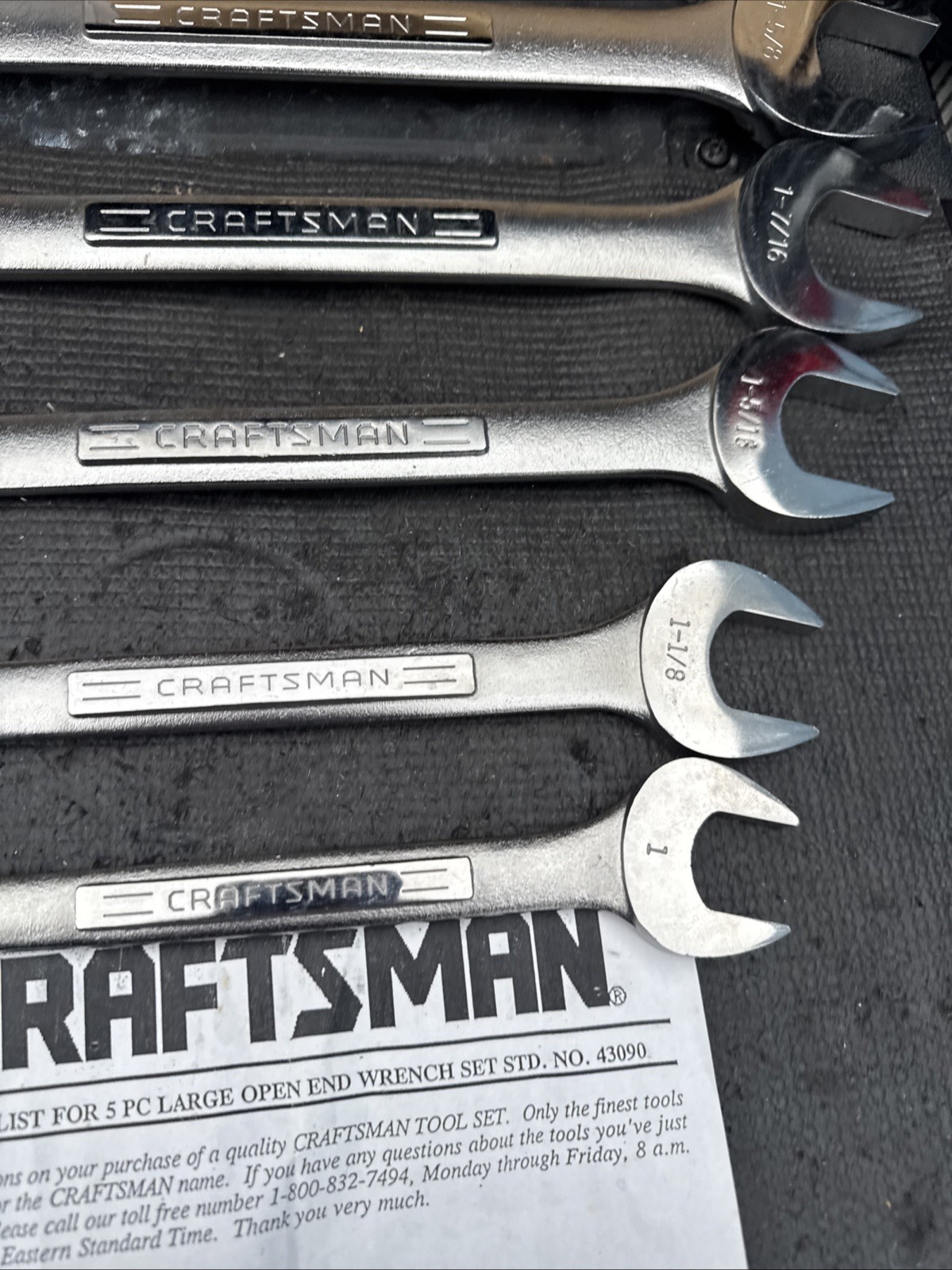 Sears Craftsman USA Nos Catalog only Double Open End Wrench Set 43090 5pc Jumbo