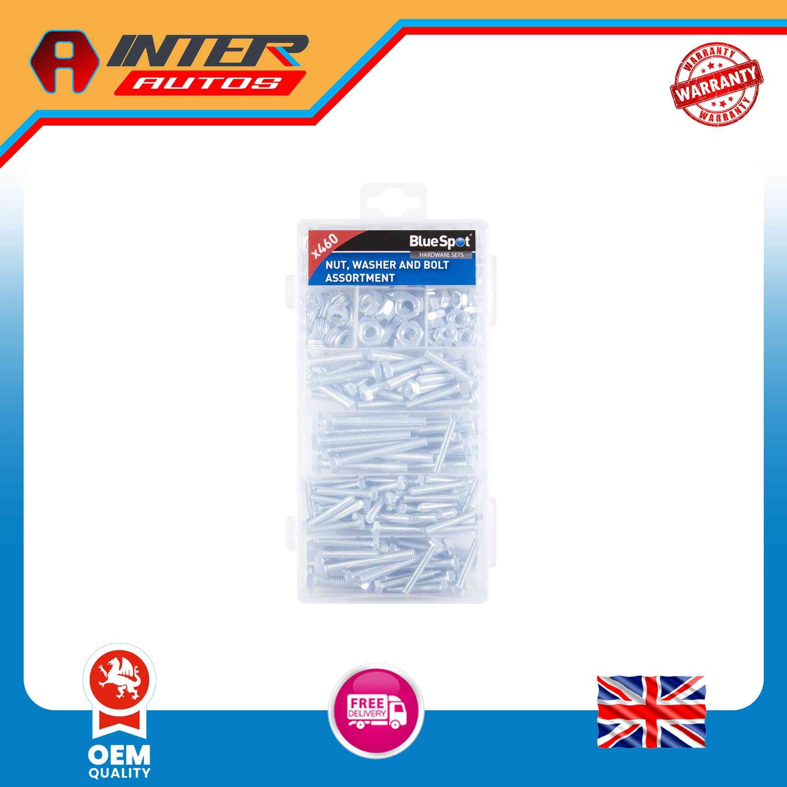 Blue Spot Tools 460 PCE Assorted Nut, Washer And Bolt Set