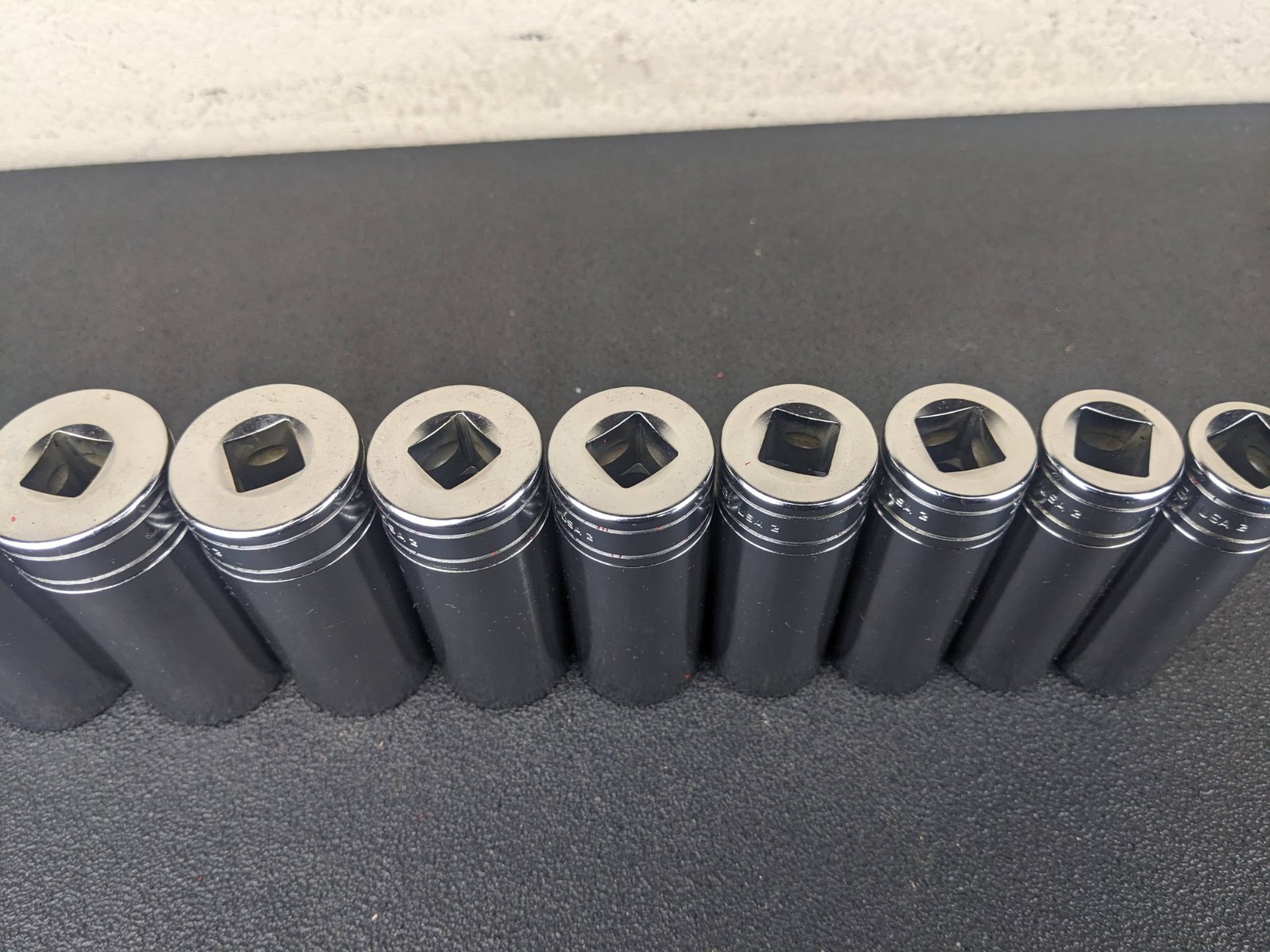 #af708 Snap On Tools NEW 1/2″ Drive Deep Socket Set SAE Chrome 6 Point 1-1/4″