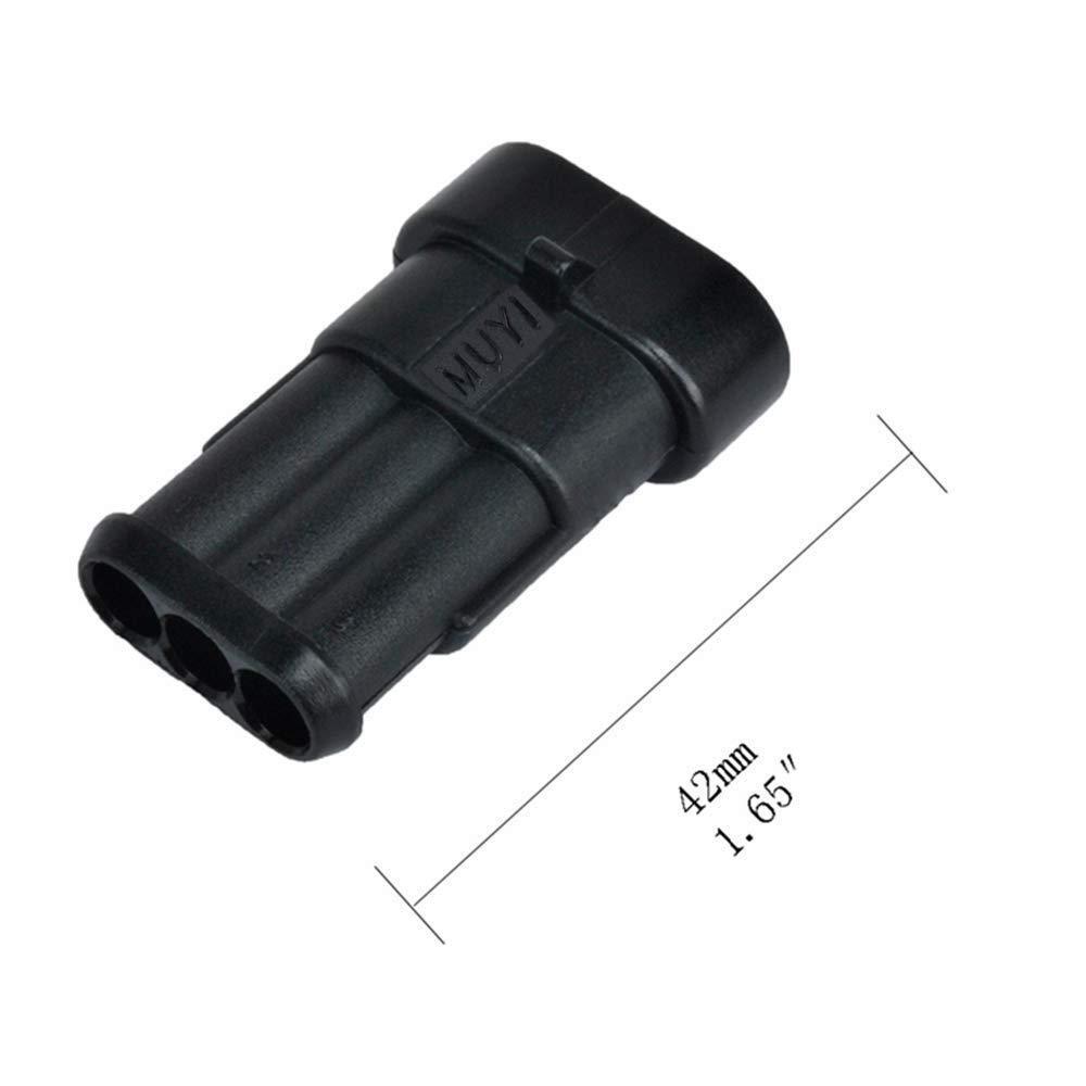 10 Kit 3 Pin Waterproof Electrical Connector Plug Socket Kit, Car Wire Insulated