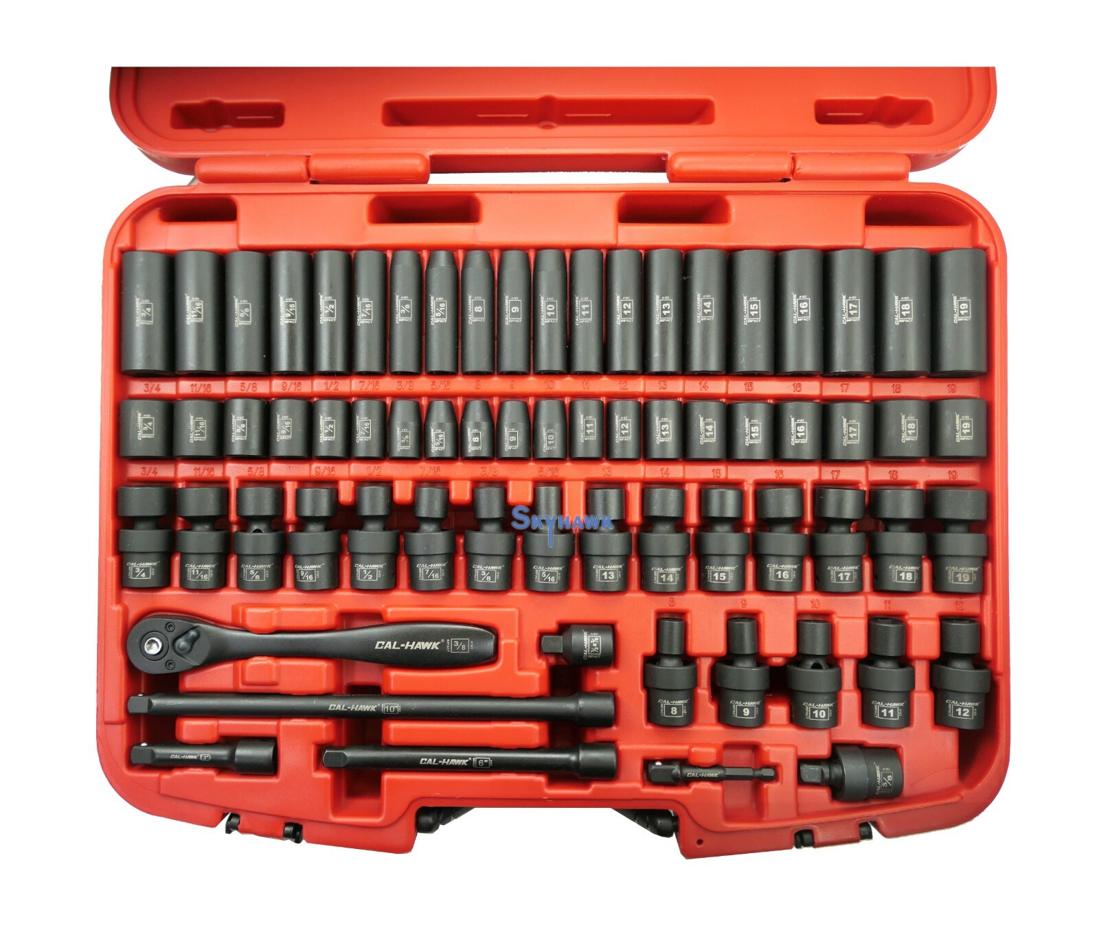 67 PC 3/8″ Dr SAE & Metric Deep & Shallow CR-Moly Impact Socket Adaptor Reducer