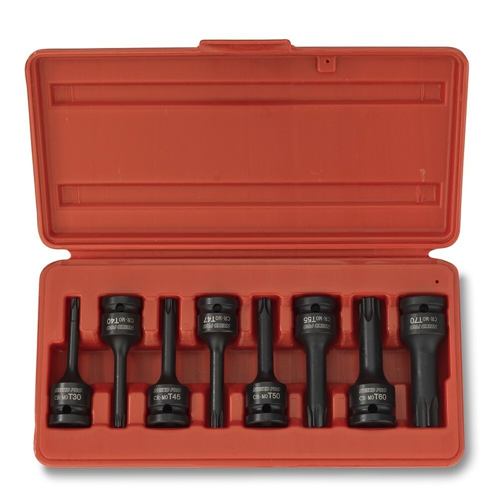 PRO GRADE 8 Pcs 1/2″ Dr. Torx Star Impact Socket Bit Driver Set T30 to T70 Cr-Mo