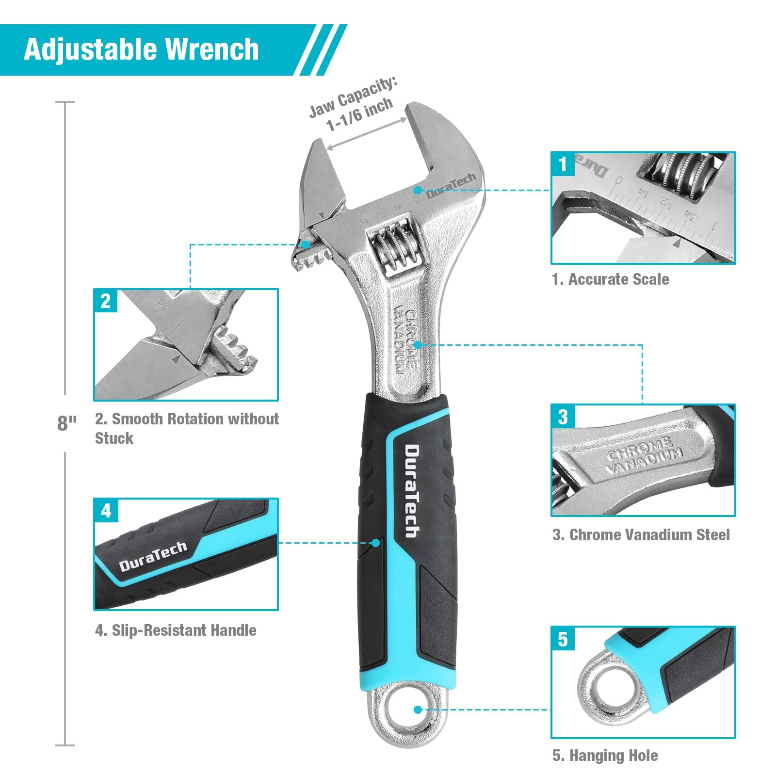 DURATECH 8-Piece Pliers Set with Rolling Pouch, 8-Piece, Blue, Silver, Black