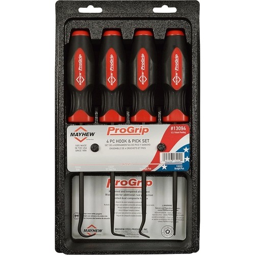 Mayhew 13094 ProGrip Hook and Pick Set, 4-Piece, 13-3/4 inch Length, Black