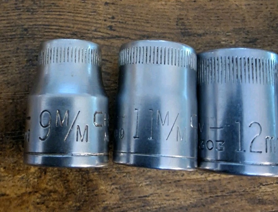 Craftsman 3/8″ Drive 12pt V Metric Sockets 9mm,11mm,12mm,13mm,14mm,17mm