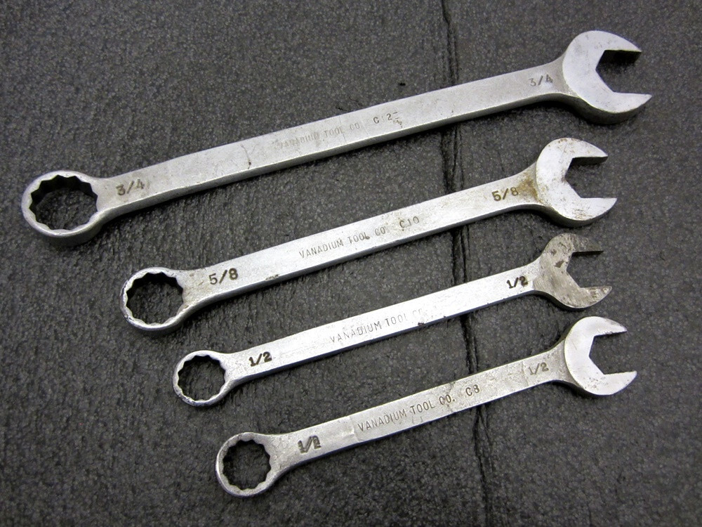 Vintage Vanadium Tool Company SAE Combination Wrenches Made in USA