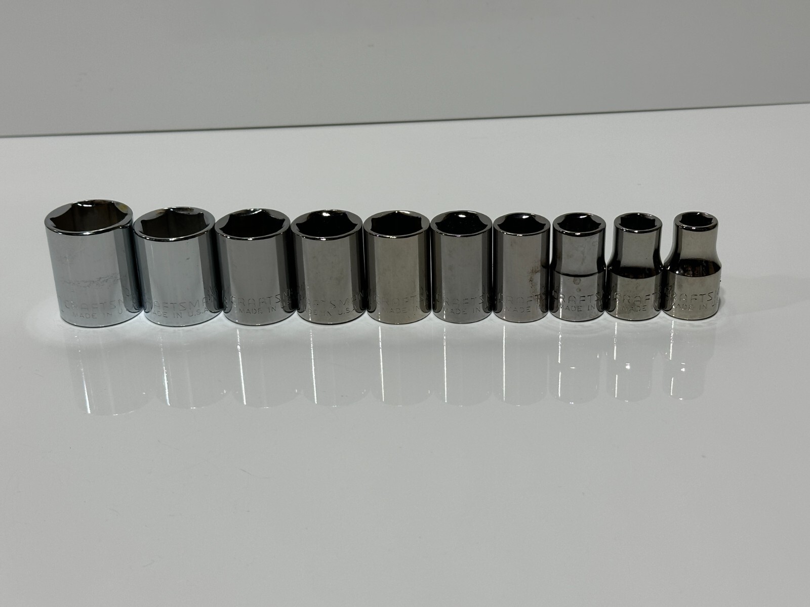 Craftsman USA (NOS) 10pc SAE 7/16″ – 1″ Shallow Socket Set – 1/2″ Drive, 6 Point