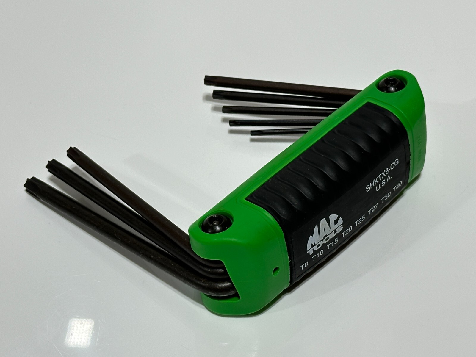 MAC Tools USA (NEW) SHKTX8 8pc Torx T8-T40 Fold-Up Hex Key Set Tool – Green Grip