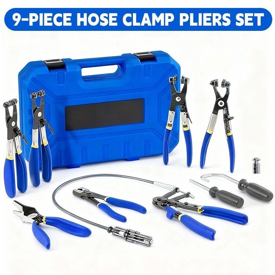 Tool kit-A set of 9 automotive hose clamp pliers, pipe tools, multi-functional c