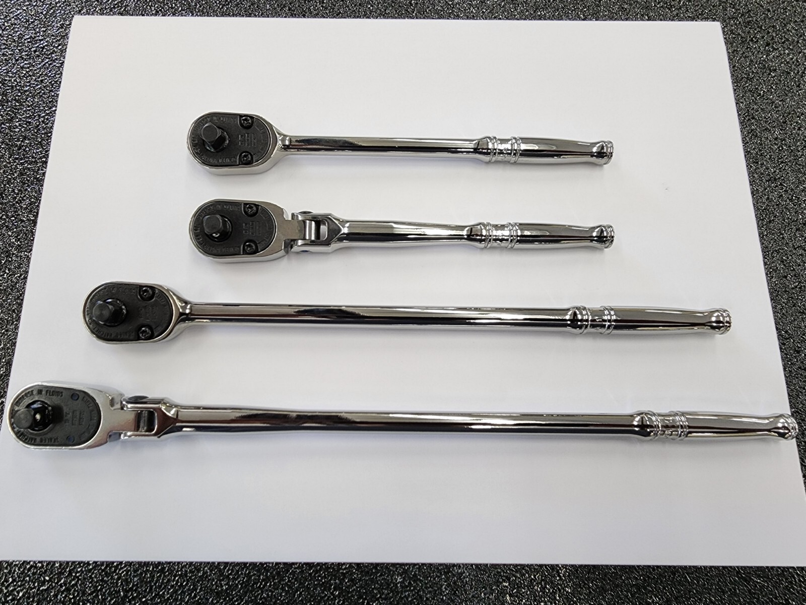 Snap-on Tools USA NEW 4-Piece 1/4″ Drive Fixed & Flex Head Chrome Ratchet Set