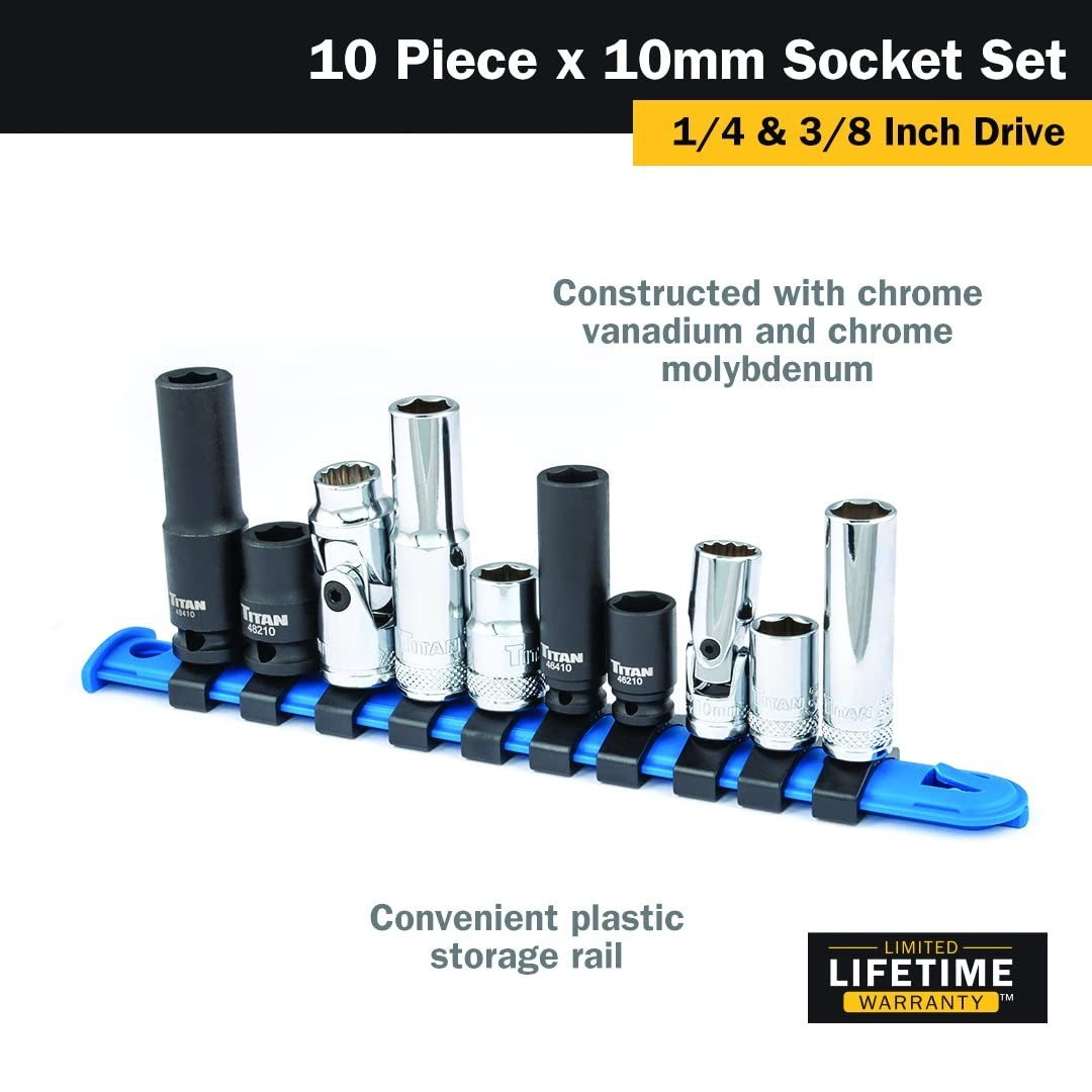 10-Piece 1/4″ & 3/8″ Drive 10mm Socket Set – Durable Mechanics Tool Kit