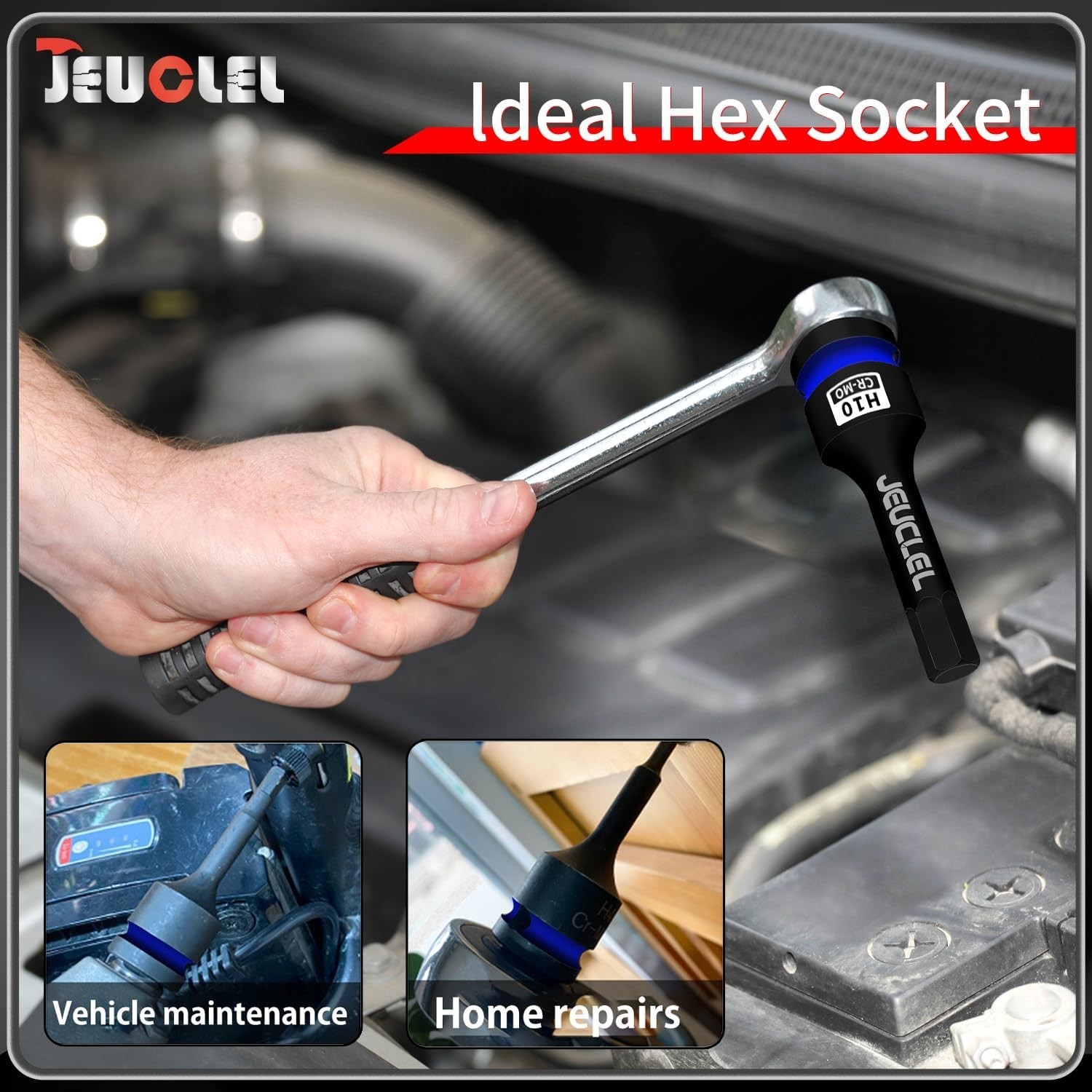 10mm Hex Impact Bit Socket, H10 1/2″ Drive Allen Socket, Cr-Mo | 3-Inch, Leng…