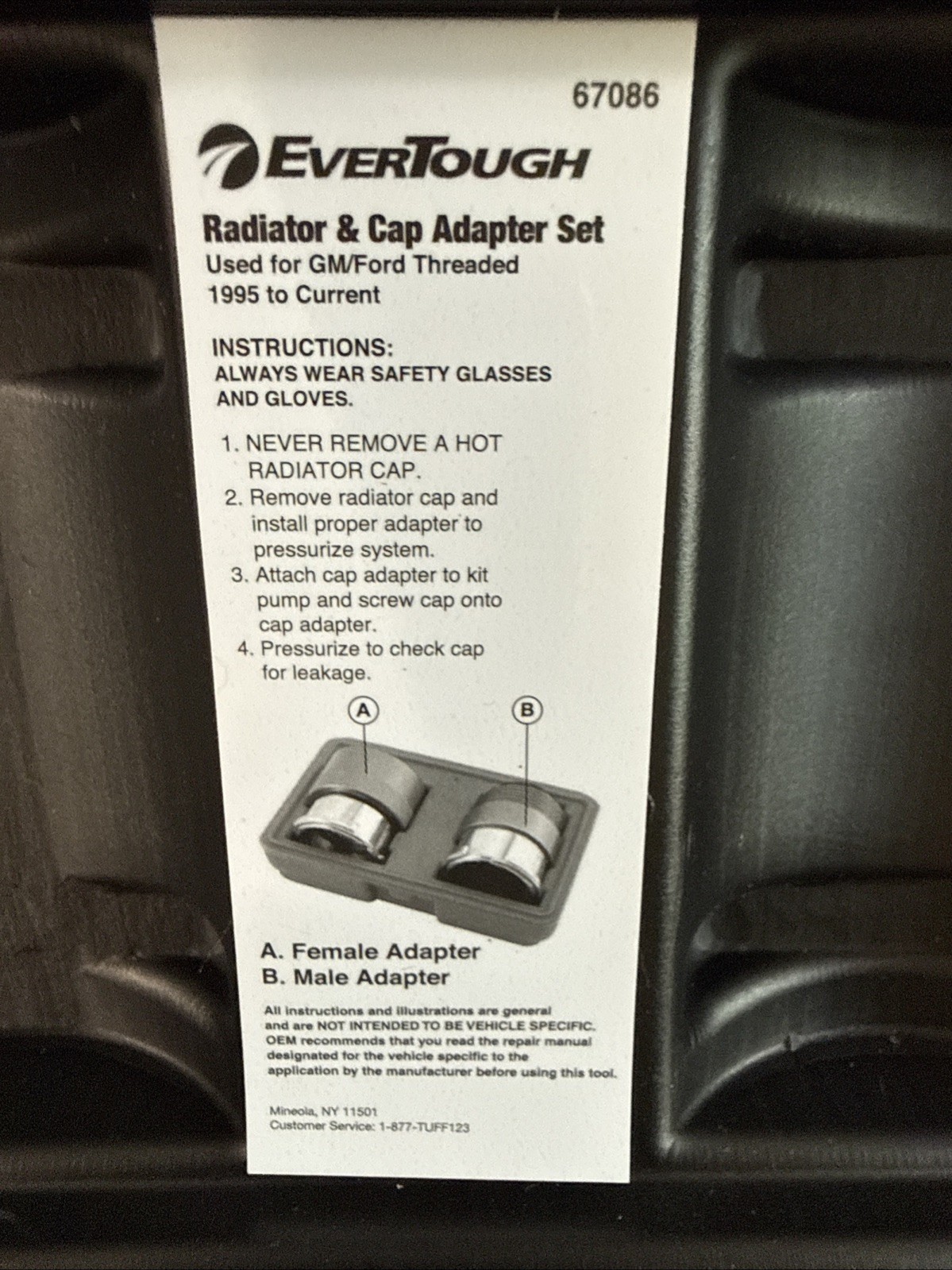 EverTough #67086 Radiator & Cap Adapter Set For 1995-Current, GM & Ford Vehicles