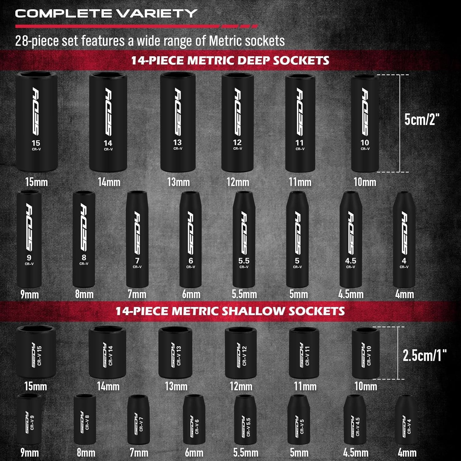 64-Piece 1/4″ Drive Impact Socket Wrench Driver-Bits Set, Cr-V Metric&SAE Dee…