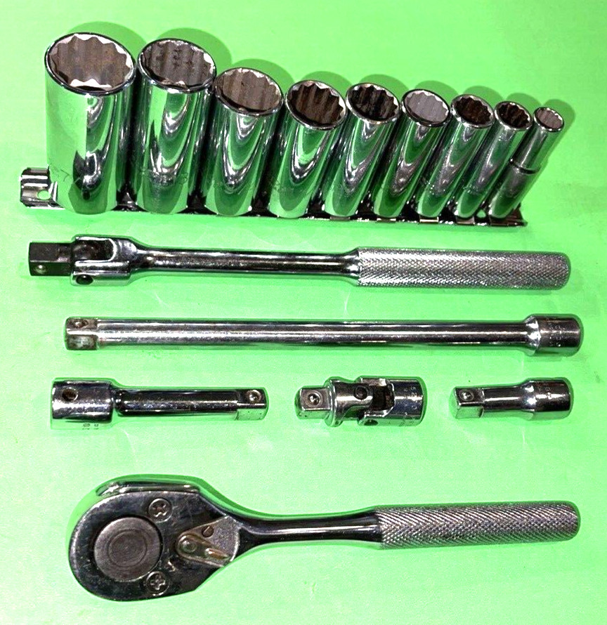 PROTO TOOLS 15 PIECE 3/8 DRIVE SAE. GENERAL SERVICE 12-POINT DEEP SOCKET SET