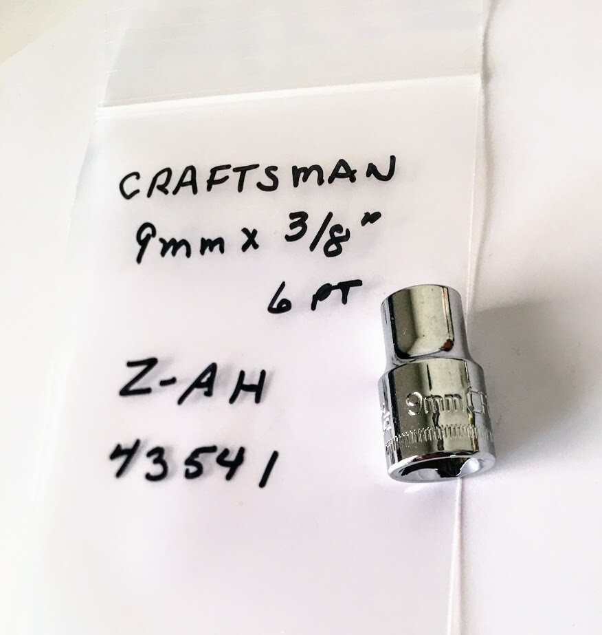 Craftsman Standard Socket – 9 mm x 3/8″ -6 Pt – Z-AH 43541 – Free USA Shipping