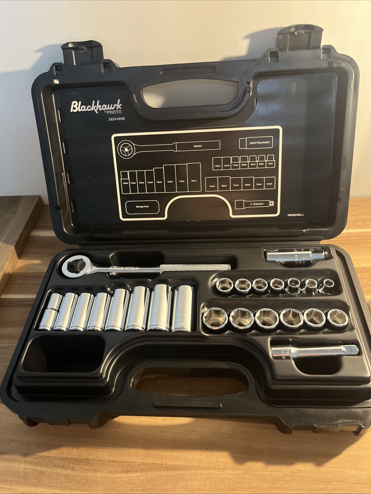 Blackhawk By Proto 3824-MNB 3/8″ Drive 24 Pc Metric Socket Set With Hard Case